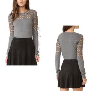 Milly lattice stitch cutout pullover sweater xs